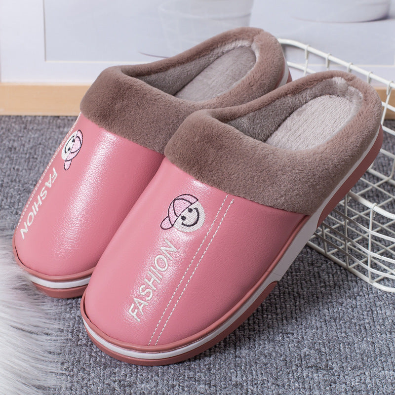 Wholesale Leather Autumn and Winter Warm Cotton Slippers
